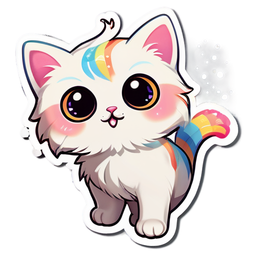 Cute pink cat with sparkles sticker